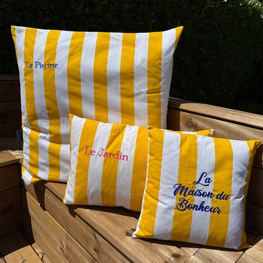 Coussin Rayures Jaune