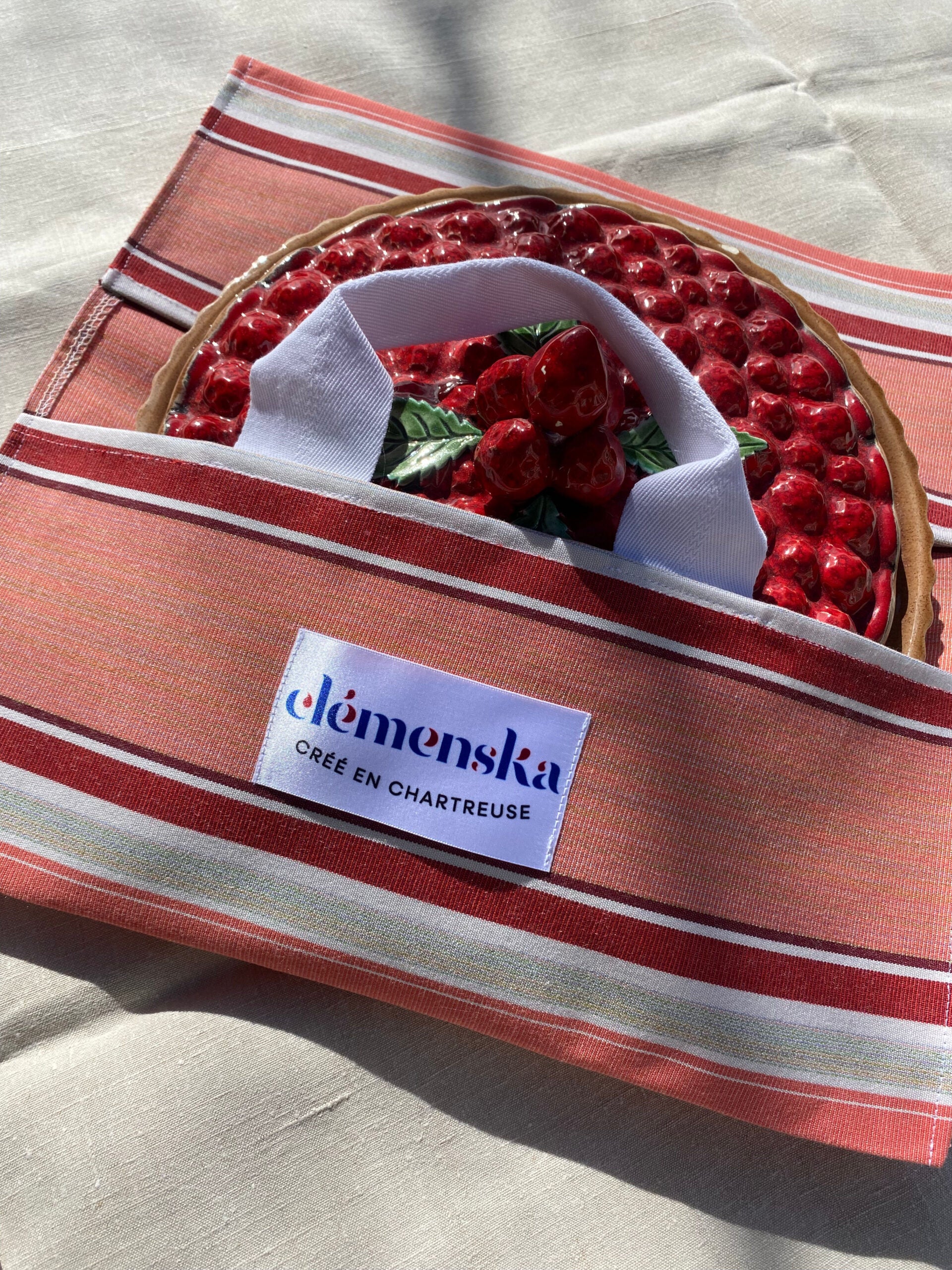 Sac à tarte rose à rayures
