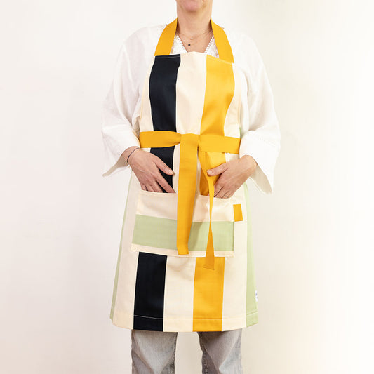 tablier rayures jaune
