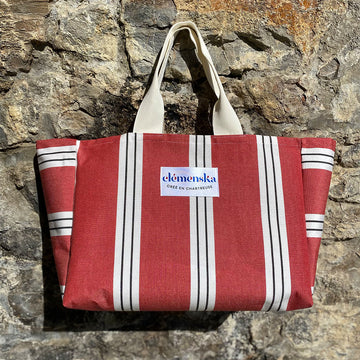 Sac Plage Dolce Vita Rayures Bordeaux et Blanc