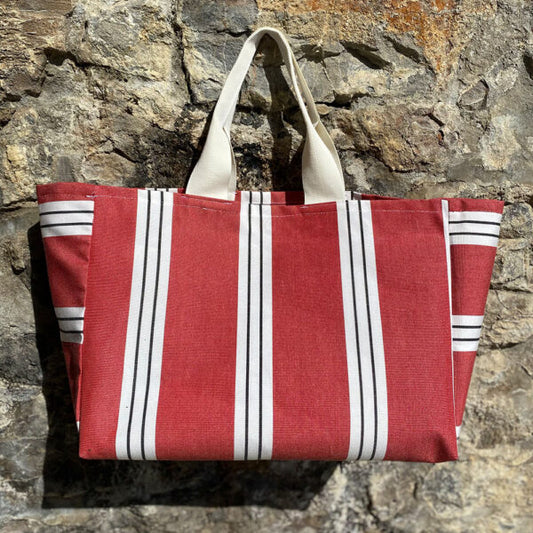 Sac Plage Dolce Vita Rayures Bordeaux et Blanc